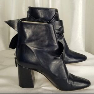 ZARA Basic Collection Navy Leather Boots (size 8.5)